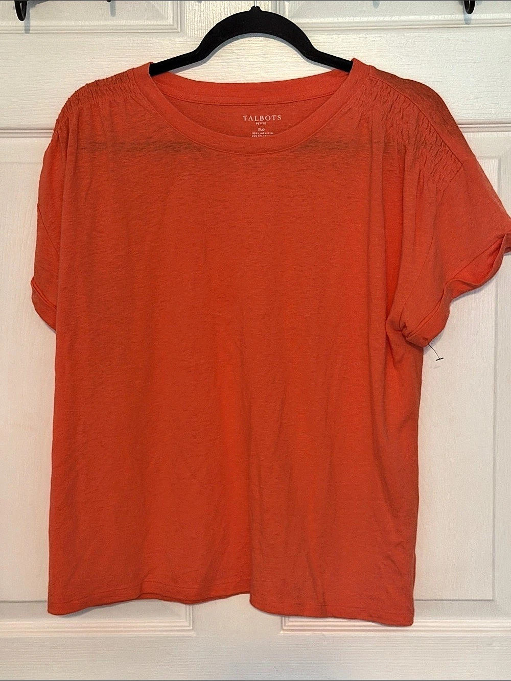 Talbots Orange Linen Blend Tee Size XLP Like New